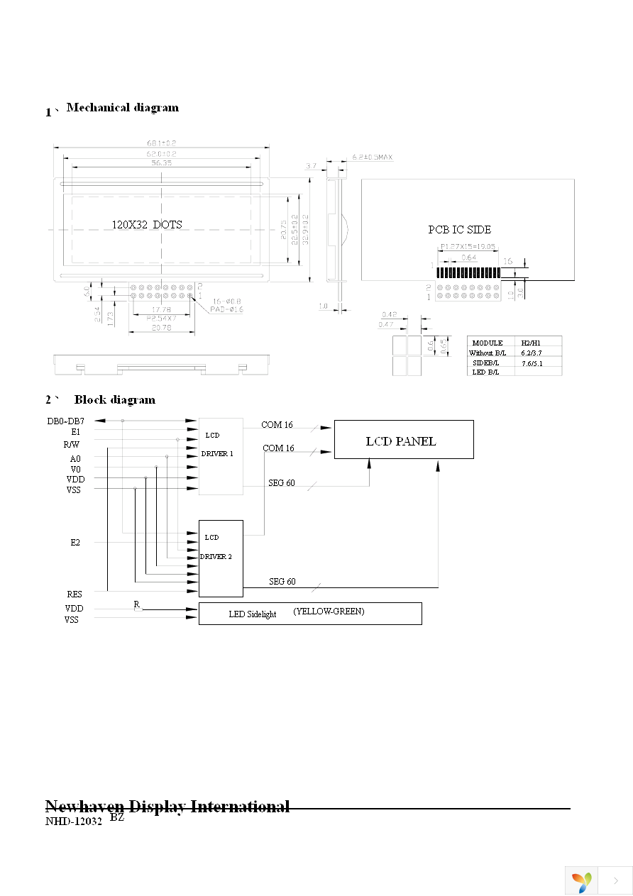 NHD-12032BZ-FSY-YBW Page 3