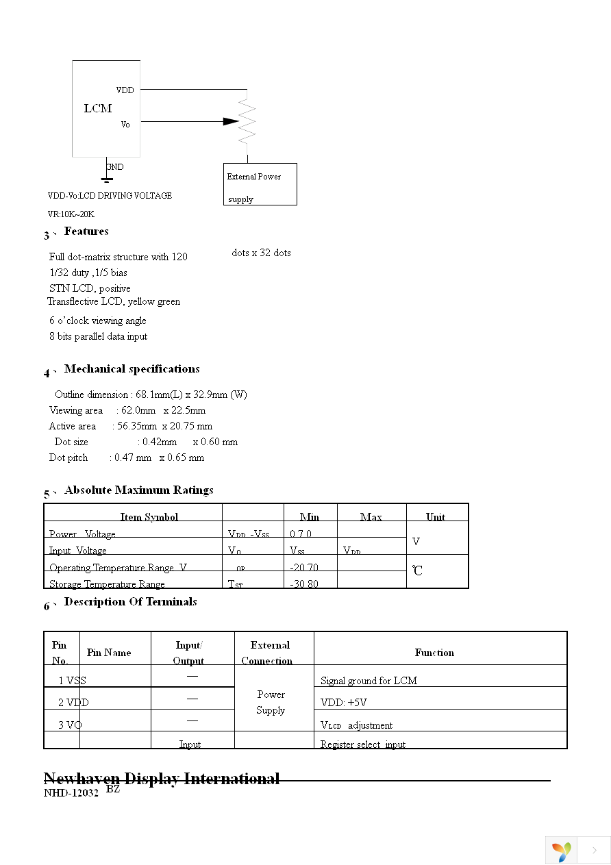 NHD-12032BZ-FSY-YBW Page 4