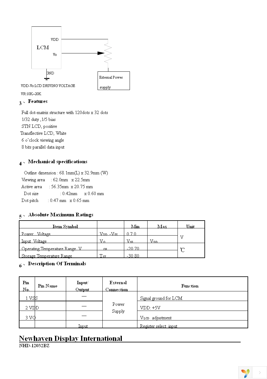 NHD-12032BZ-FSW-GBW Page 4