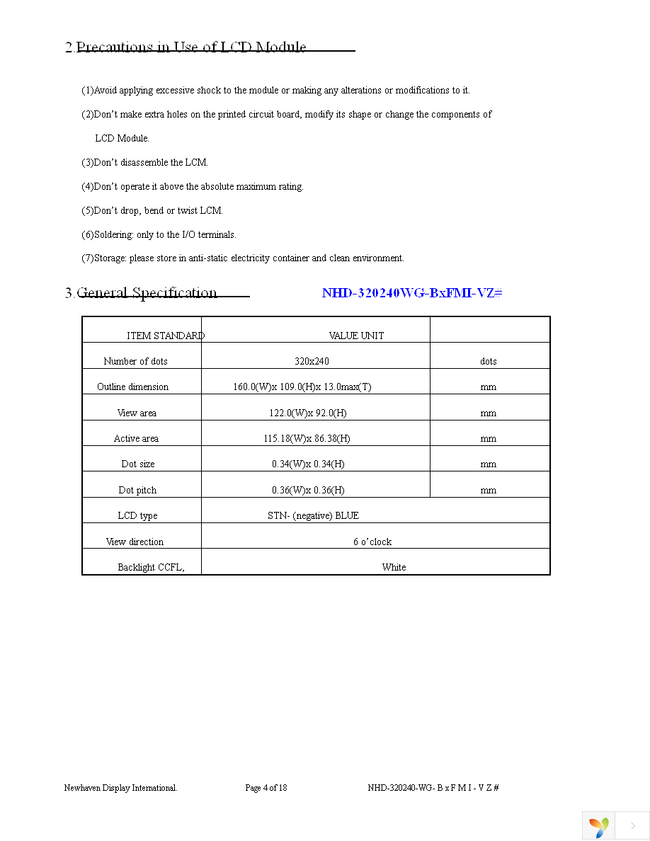 NHD-320240WG-BXFMI-VZ Page 4