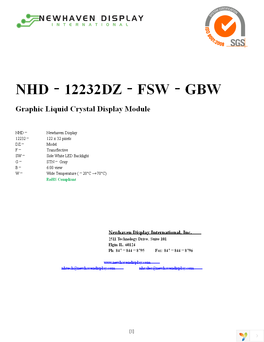 NHD-12232DZ-FSW-GBW Page 1