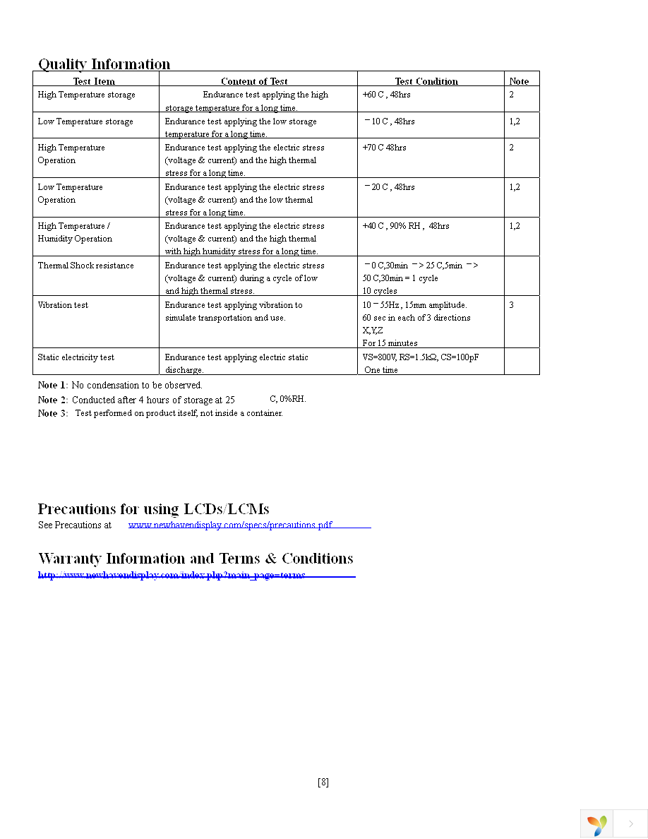 NHD-C12864HZ-FN-FBW Page 8