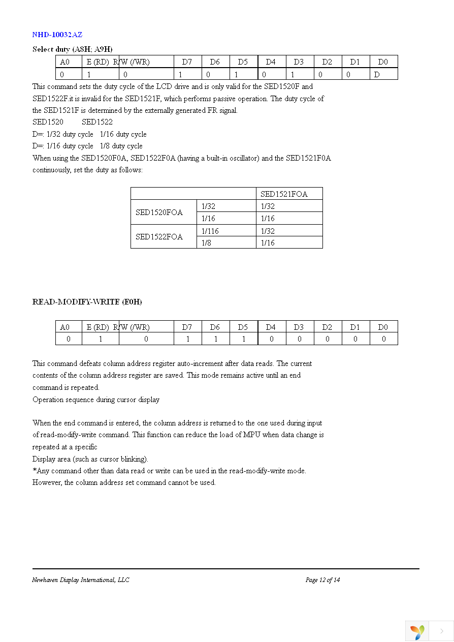 NHD-10032AZ-FSY-GBW Page 12