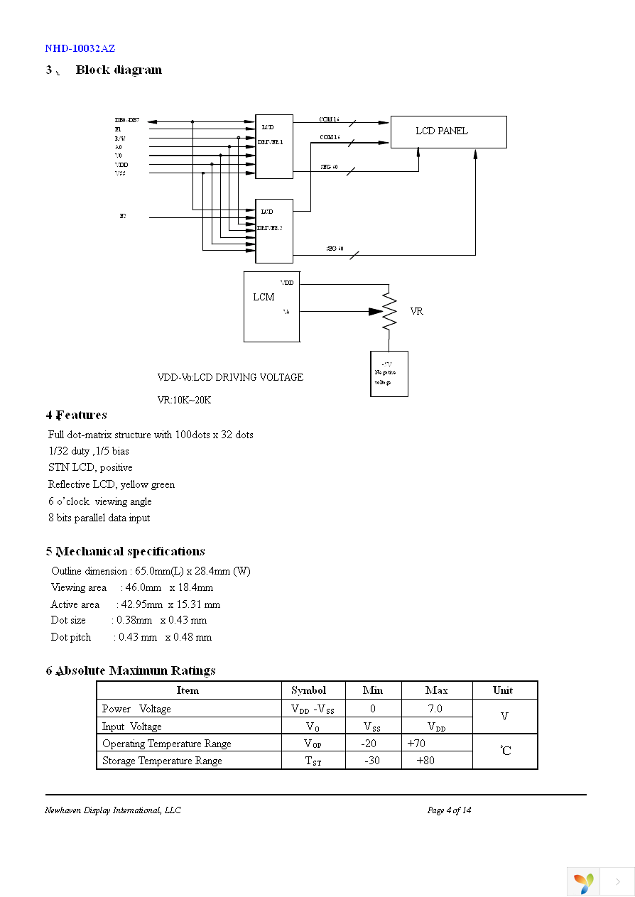 NHD-10032AZ-FSY-GBW Page 4