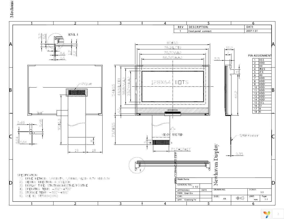 NHD-C12864AZ-FSY-YBW Page 3