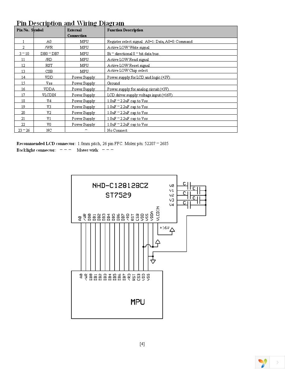 NHD-C128128CZ-FN-GBW Page 4