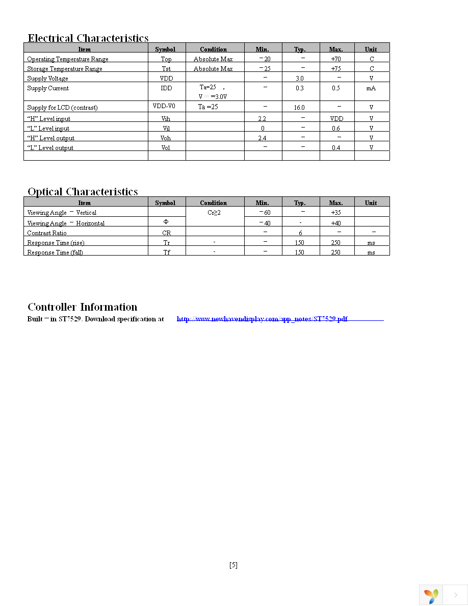 NHD-C128128CZ-FN-GBW Page 5