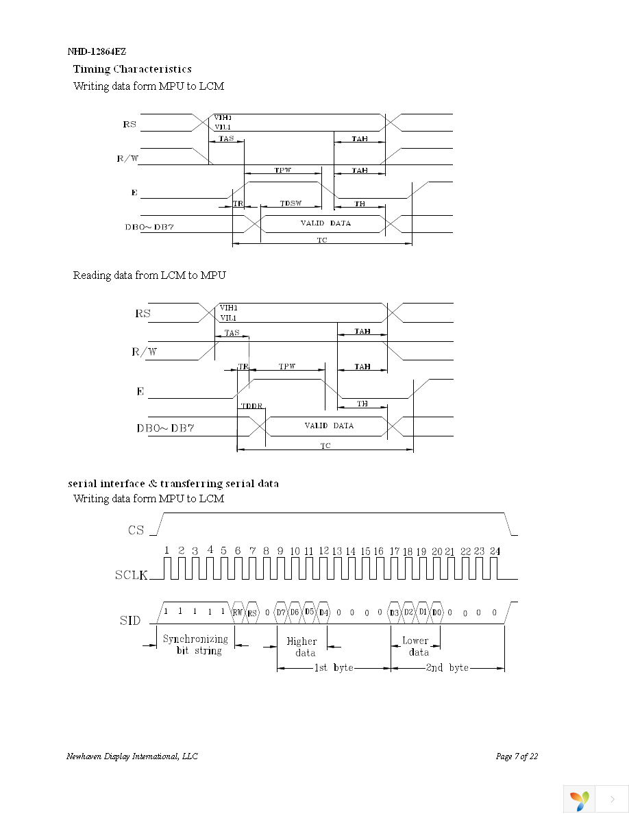 NHD-12864EZ-FL-YBW Page 7