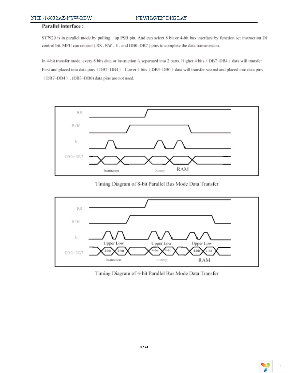 NHD-16032AZ-NSW-BBW Page 8