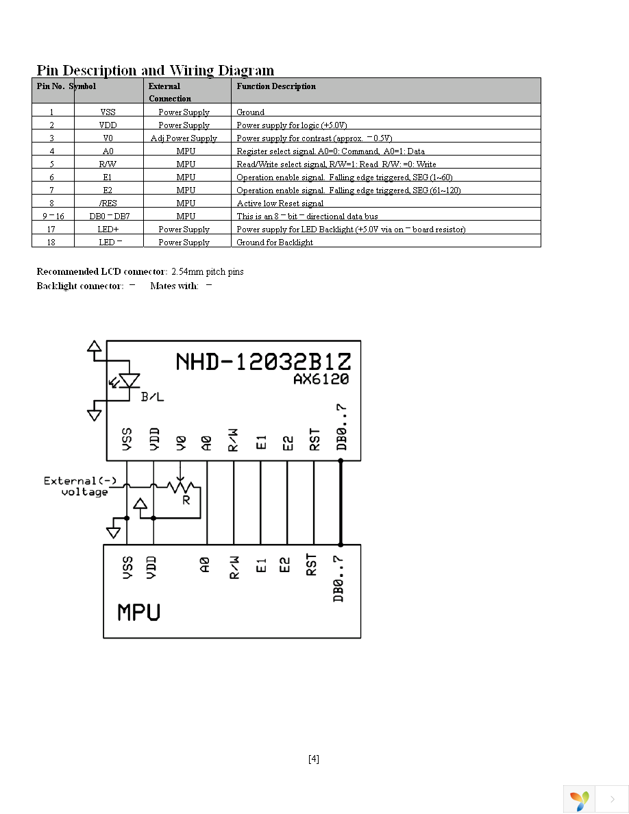 NHD-12032B1Z-FSW-GBW Page 4