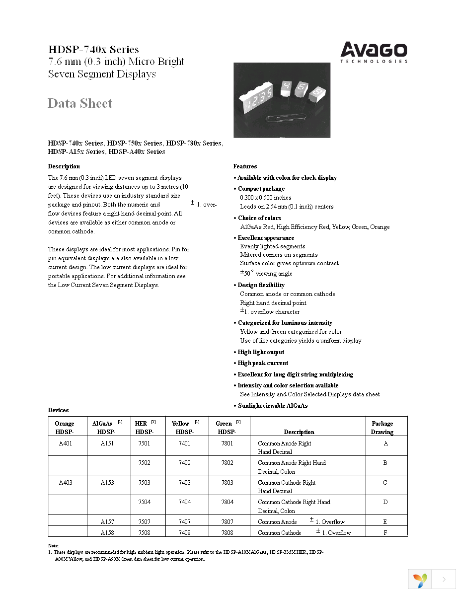 HDSP-7801 Page 1