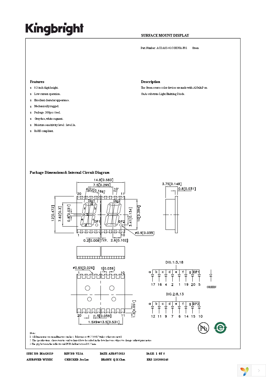 ACDA03-41CGKWA-F01 Page 1