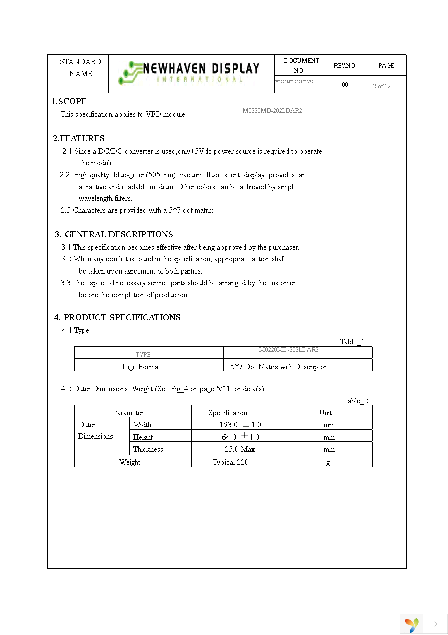 M0220MD-202LDAR2 Page 2