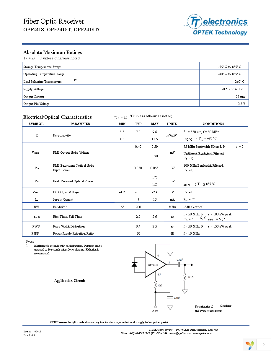 OPF2418TC Page 2