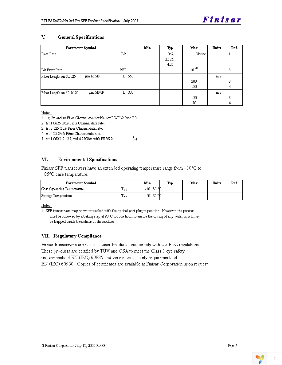 FTLF8524E2GNV Page 5