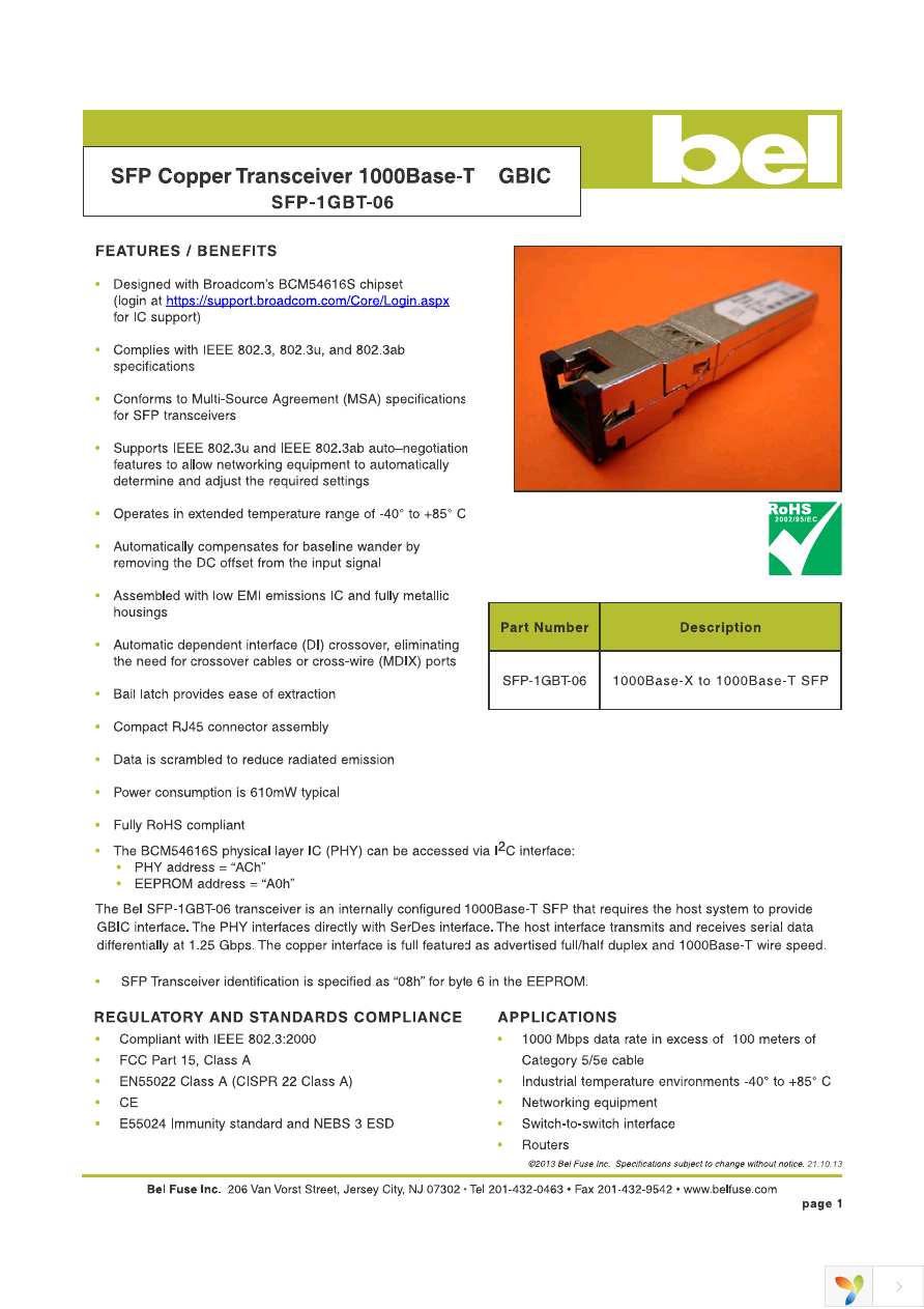 SFP-1GBT-06 Page 1