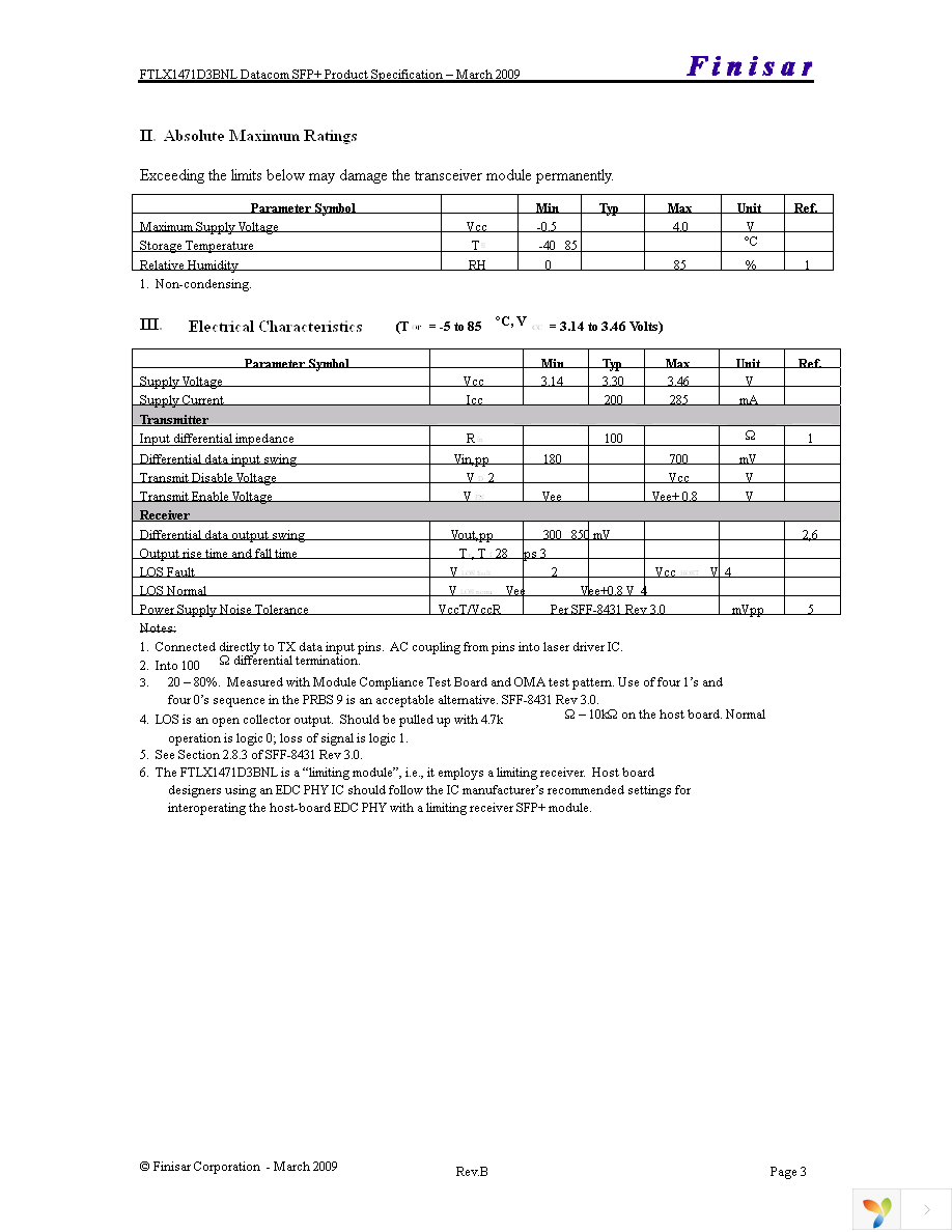 FTLX1471D3BNL Page 3