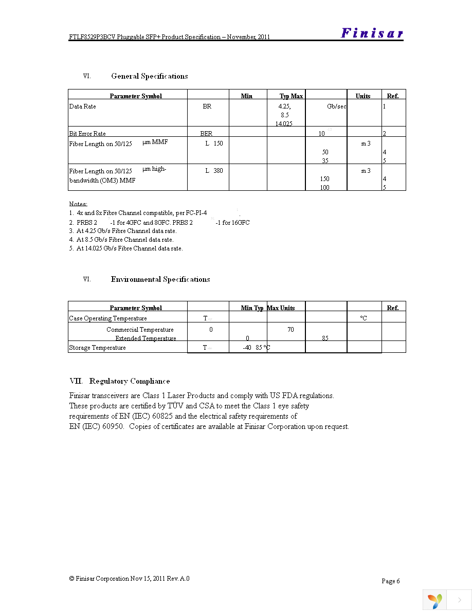 FTLF8529P3BCV Page 6