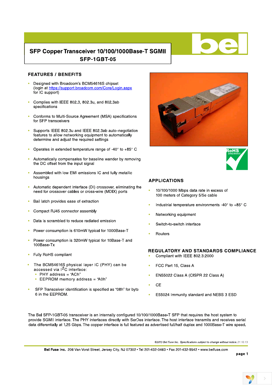 SFP-1GBT-05 Page 1