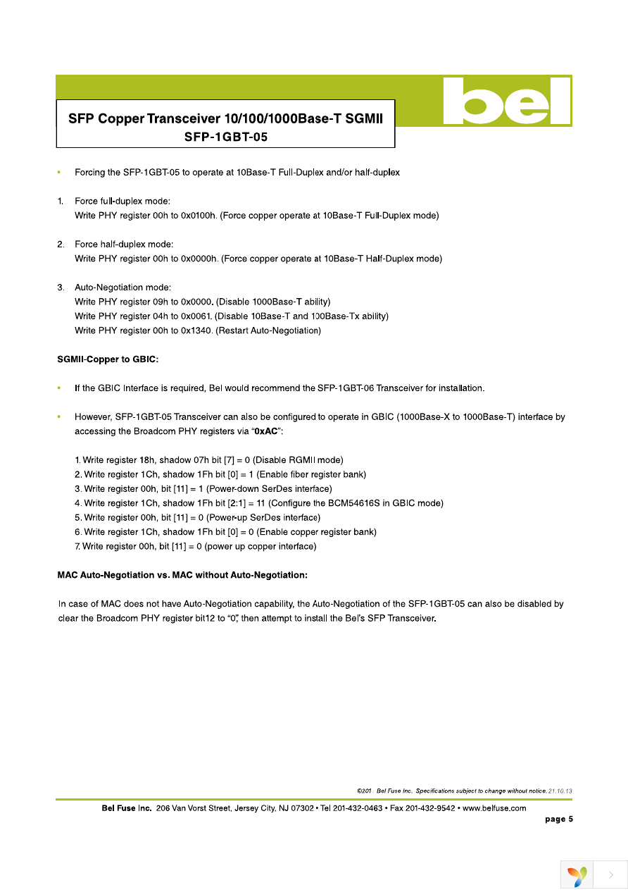 SFP-1GBT-05 Page 5