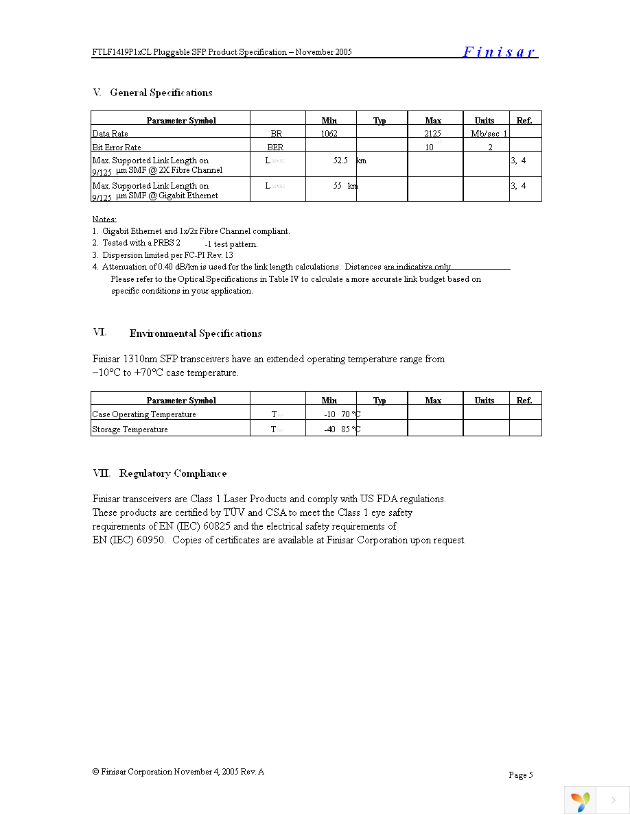 FTLF1419P1BCL Page 5