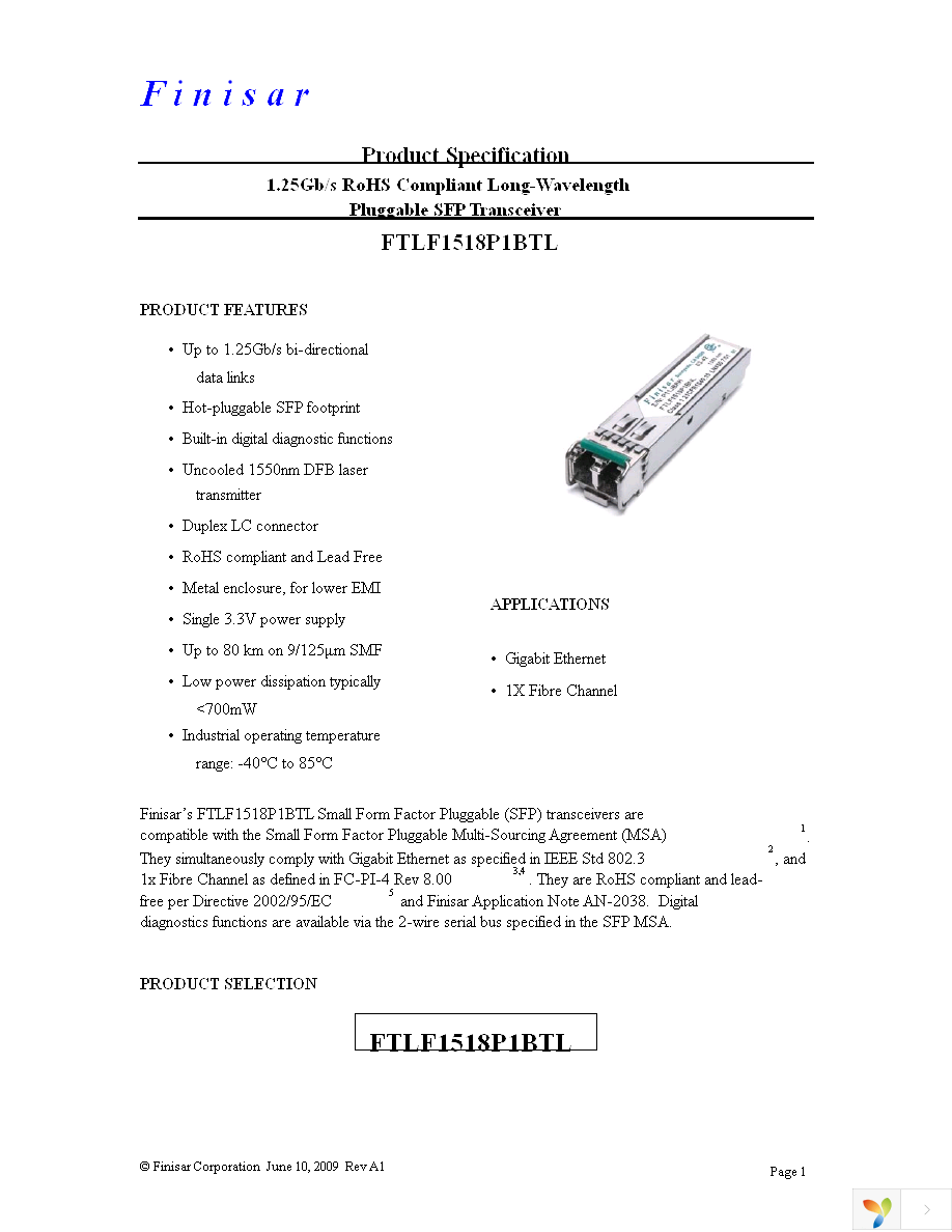 FTLF1518P1BTL Page 1