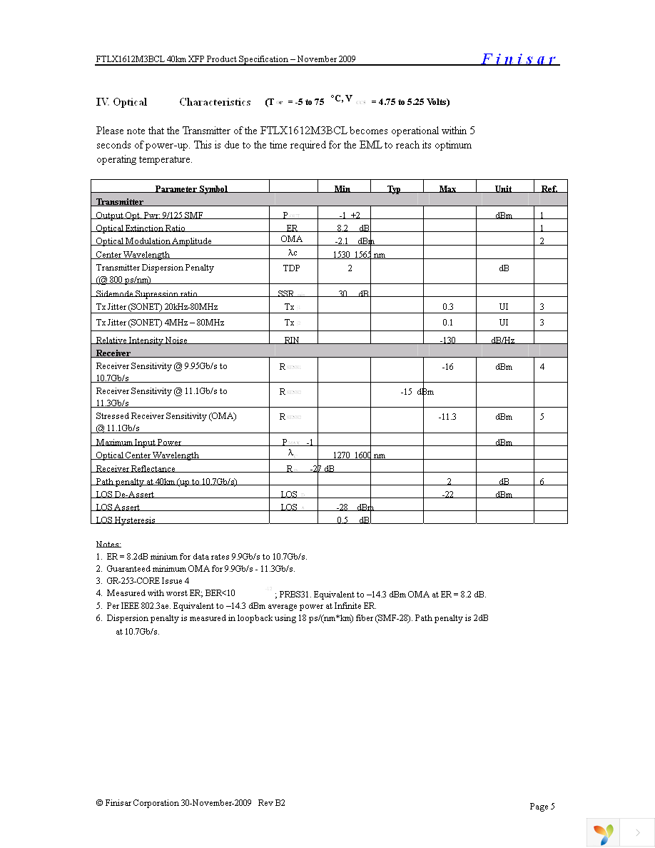 FTLX1612M3BCL Page 5