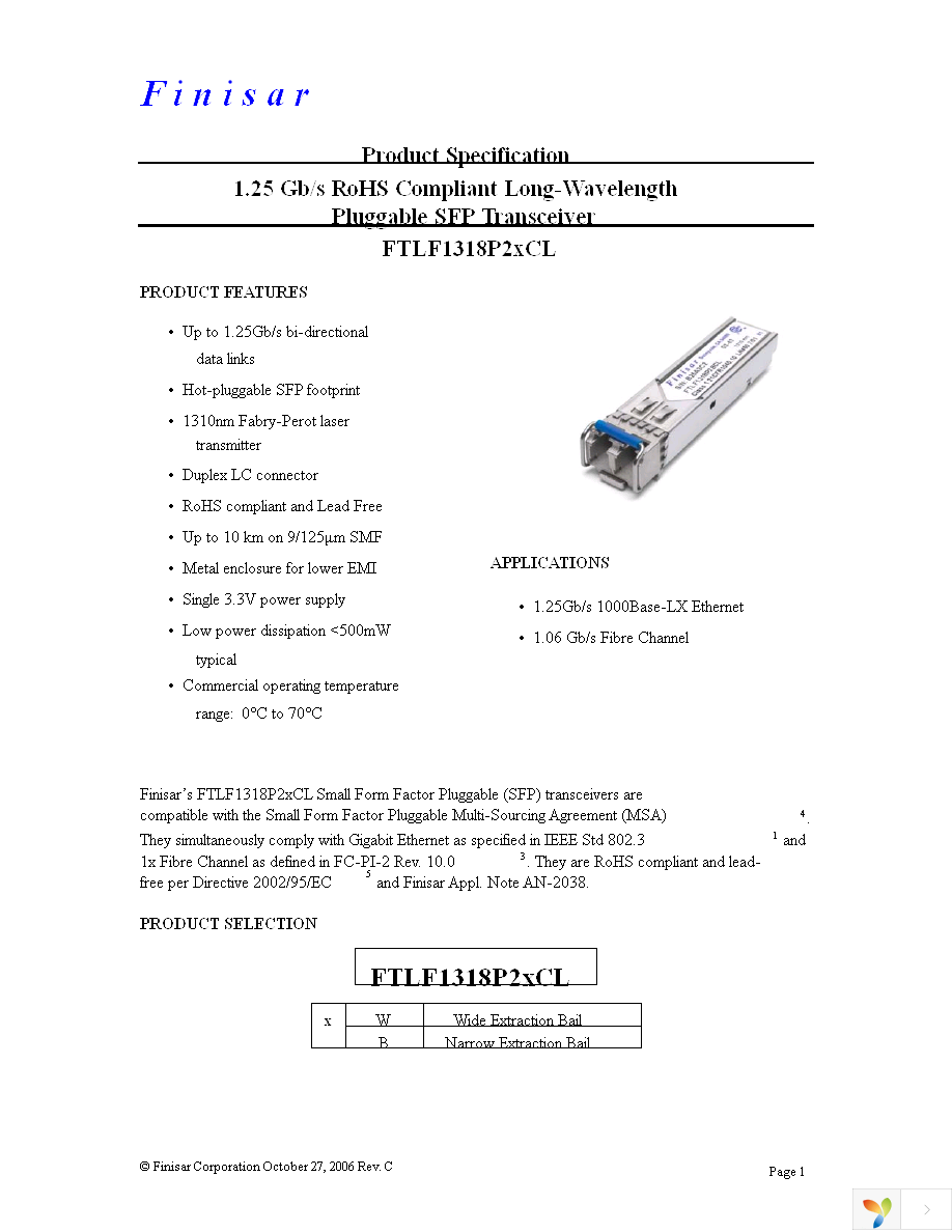 FTLF1318P2BCL Page 1