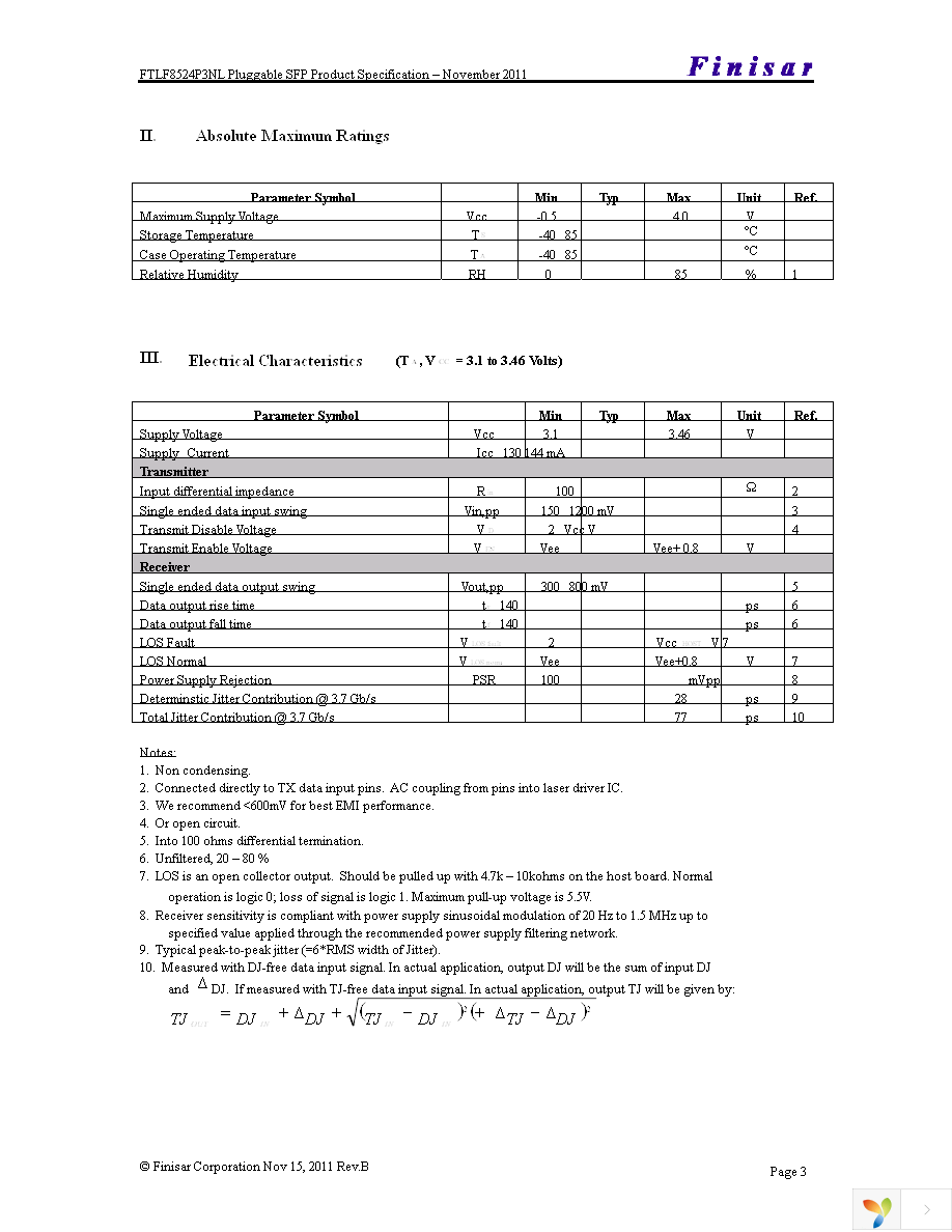 FTLF8524P3BNL Page 3