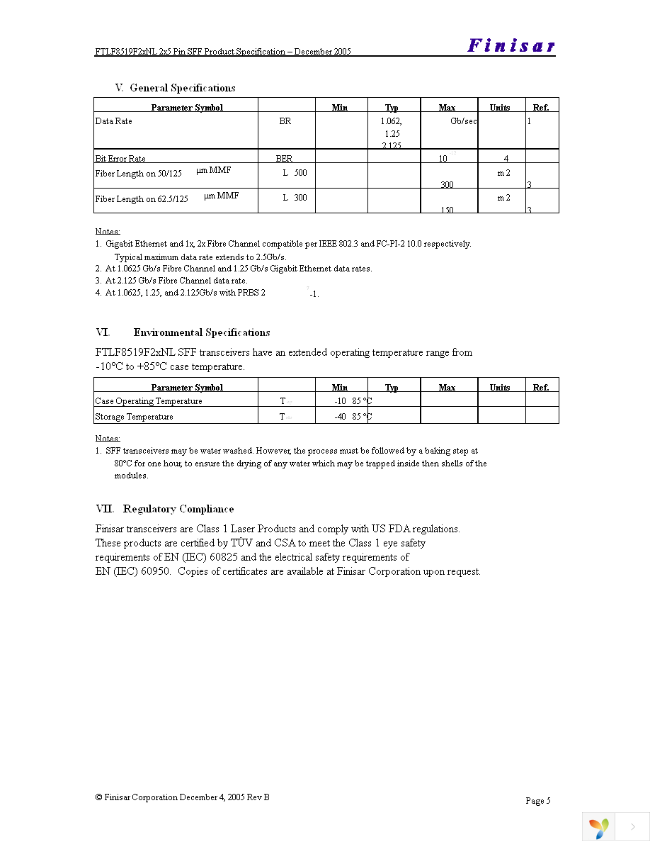 FTLF8519F2GNL Page 5