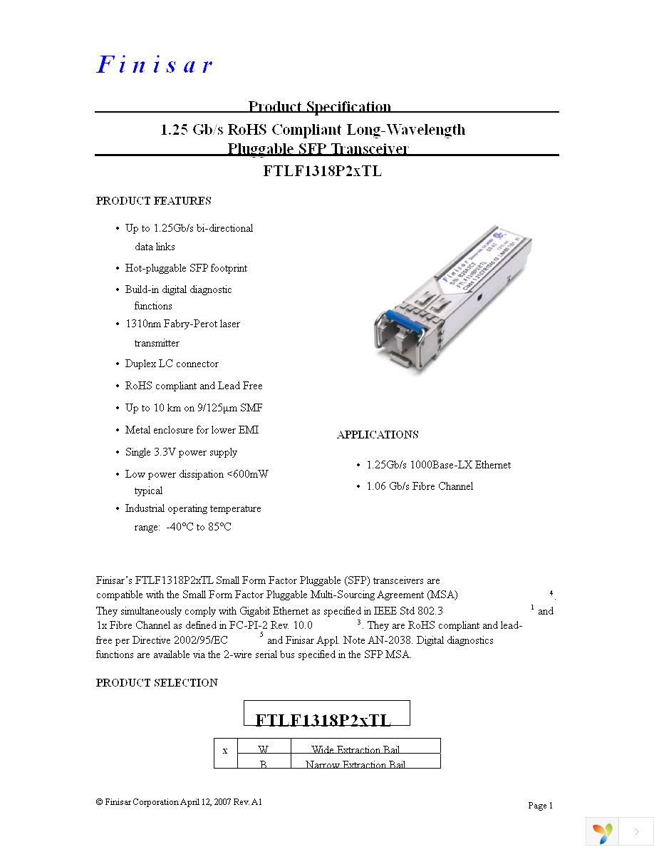 FTLF1318P2BTL Page 1