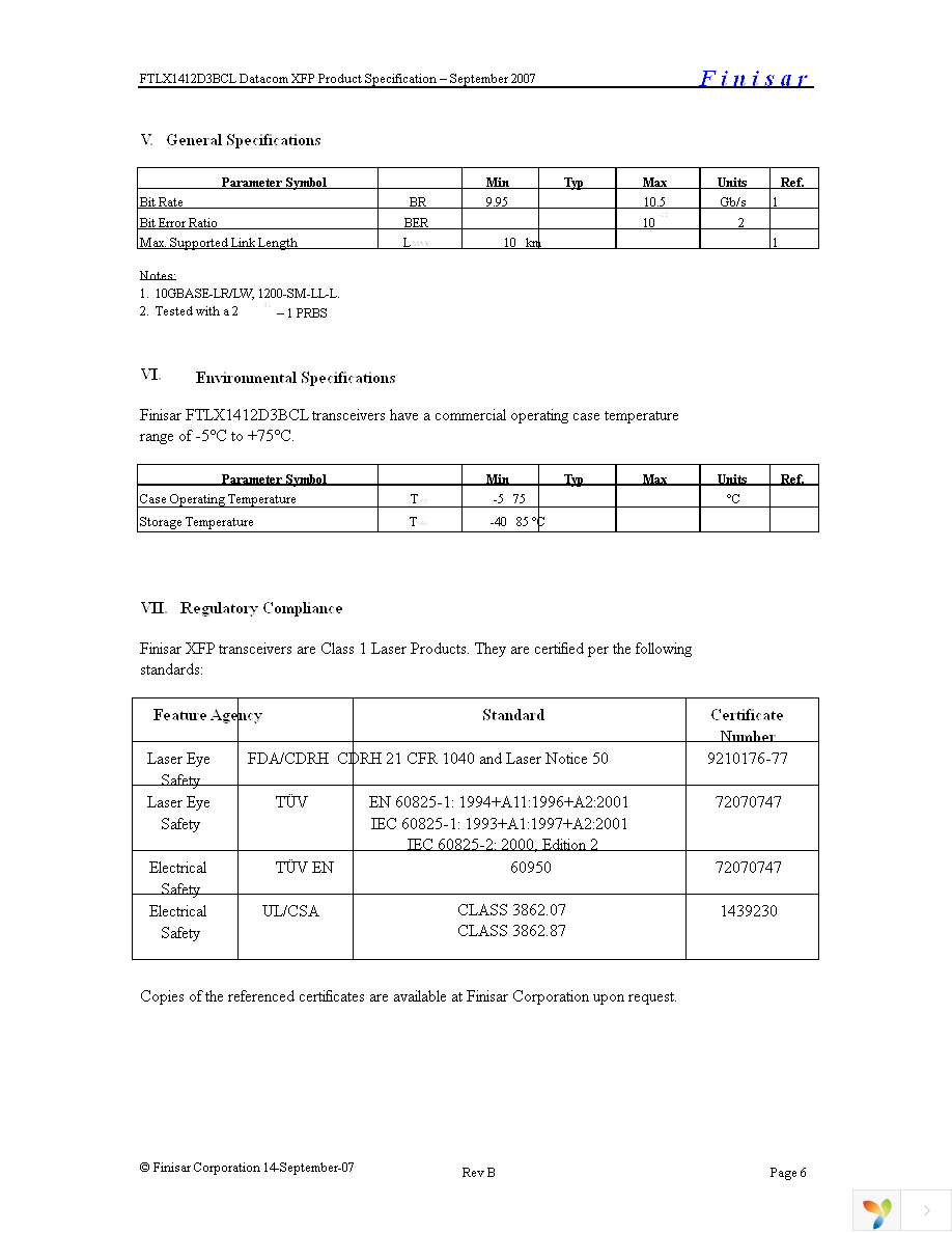 FTLX1412D3BCL Page 6