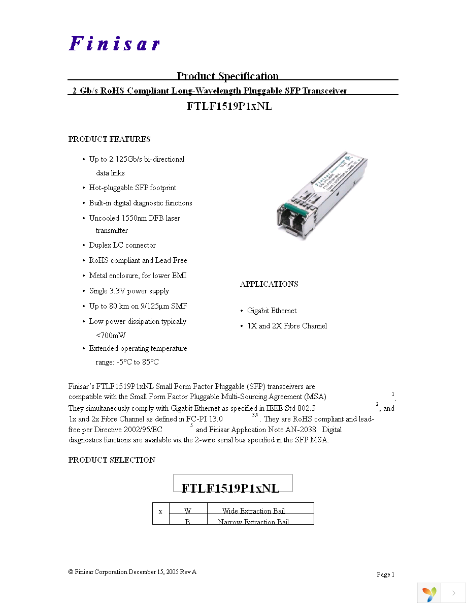 FTLF1519P1BNL Page 1