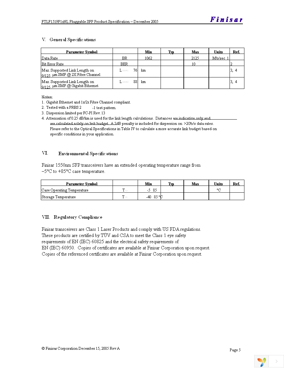 FTLF1519P1BNL Page 5