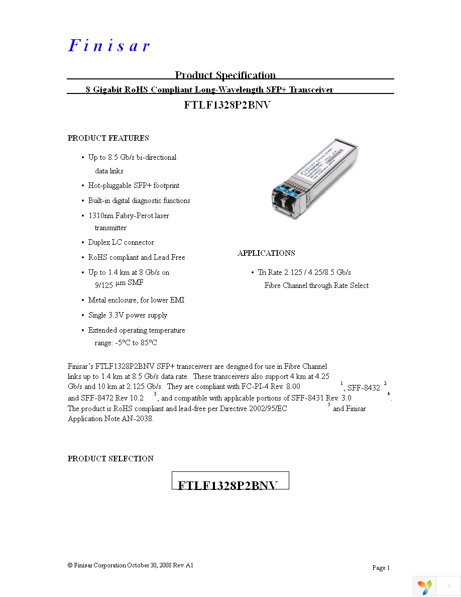 FTLF1328P2BNV Page 1