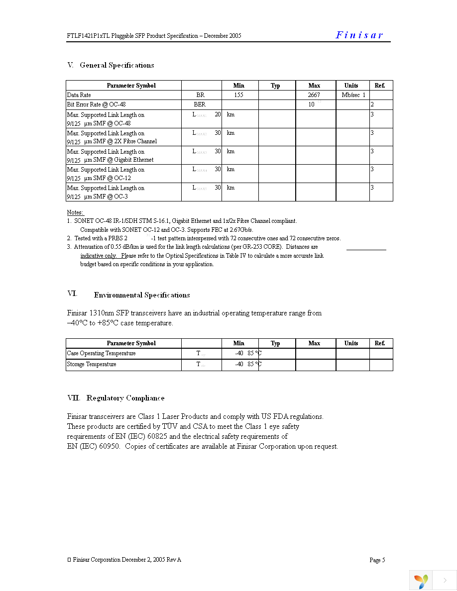 FTLF1421P1BTL Page 5