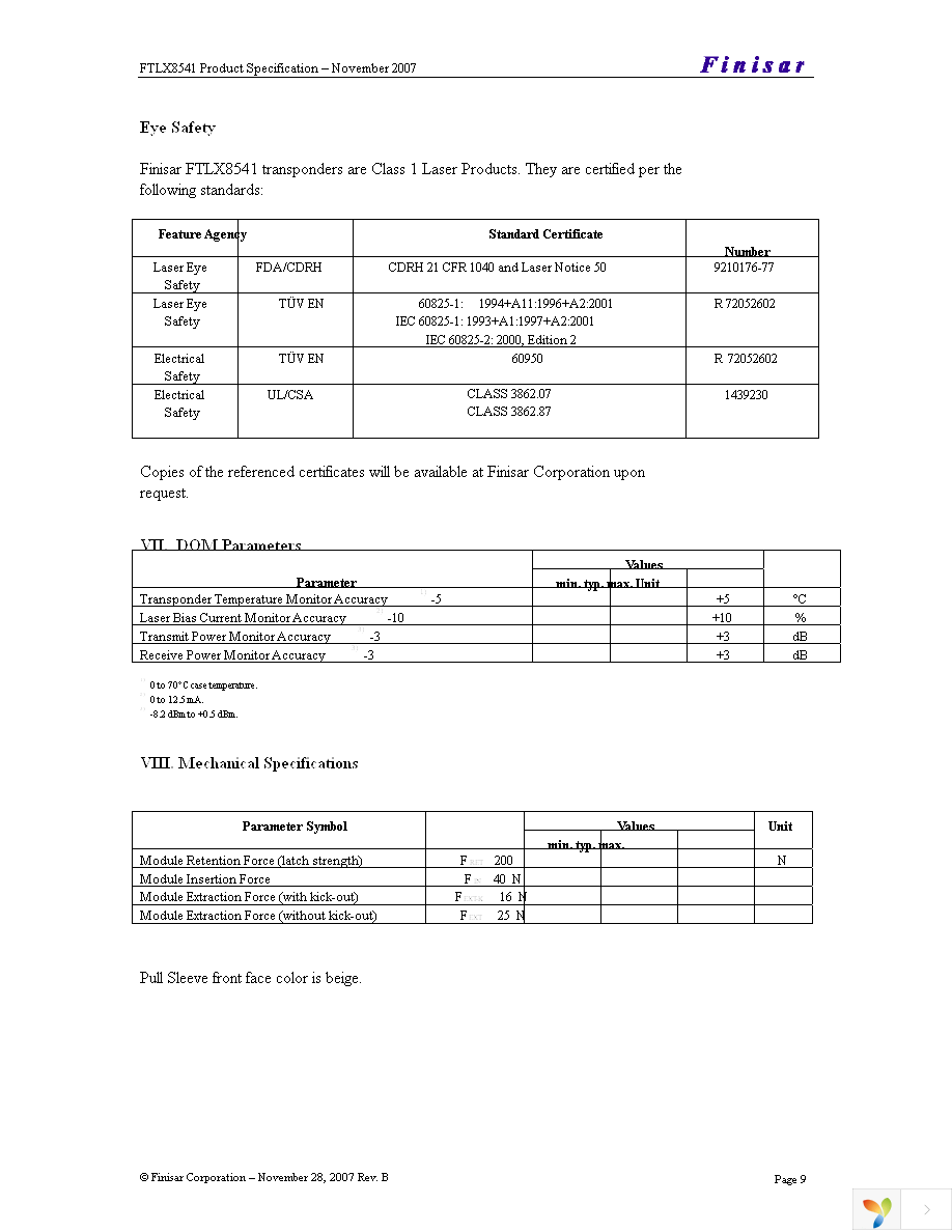 FTLX8541F2 Page 9