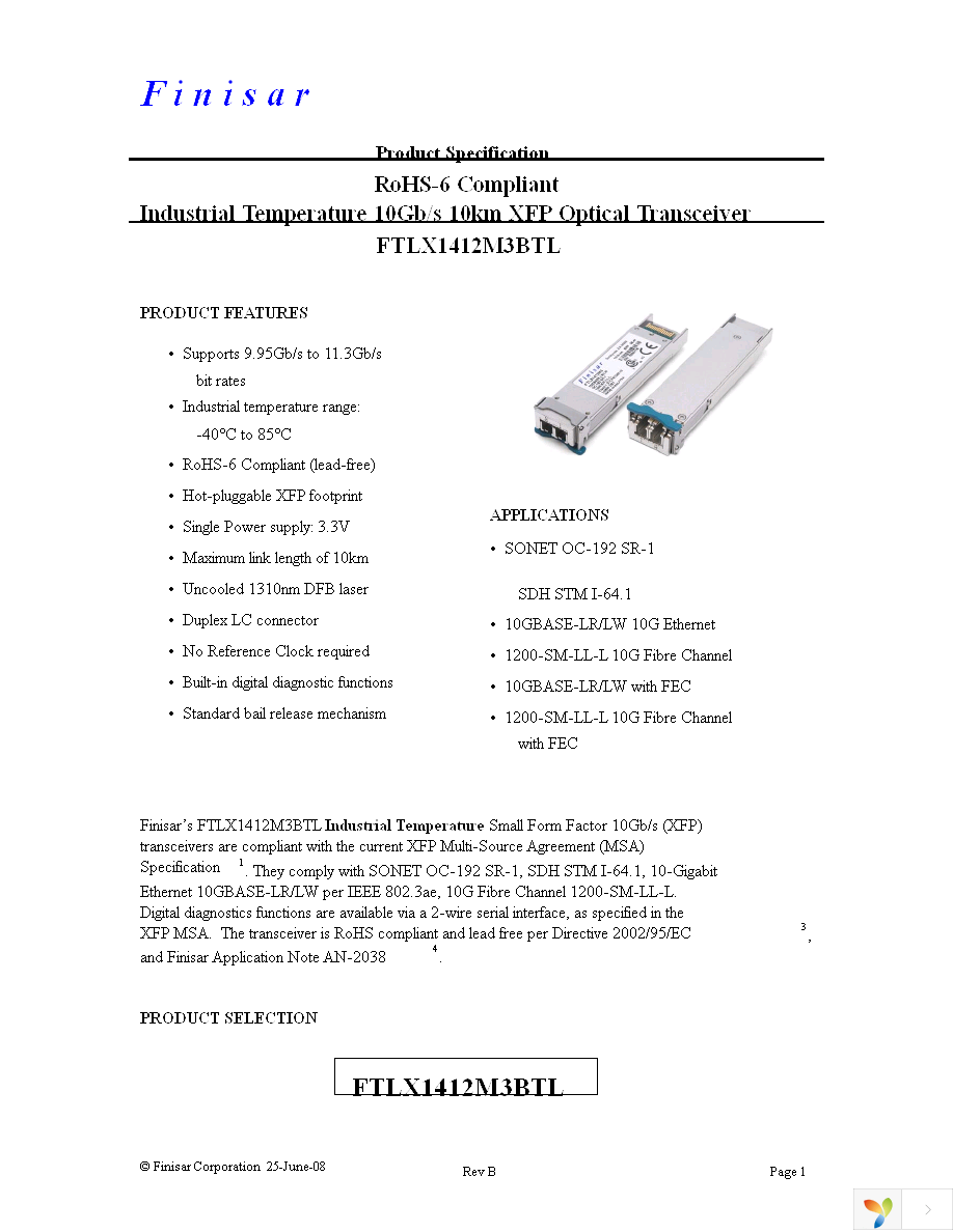 FTLX1412M3BTL Page 1