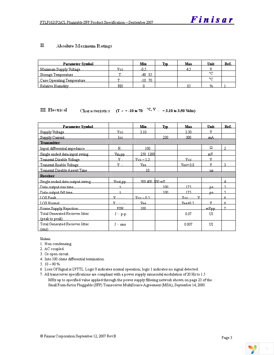 FTLF1621P1BCL Page 3