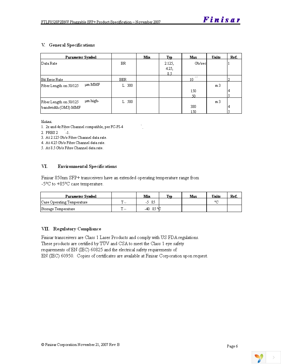 FTLF8528P2BNV Page 6