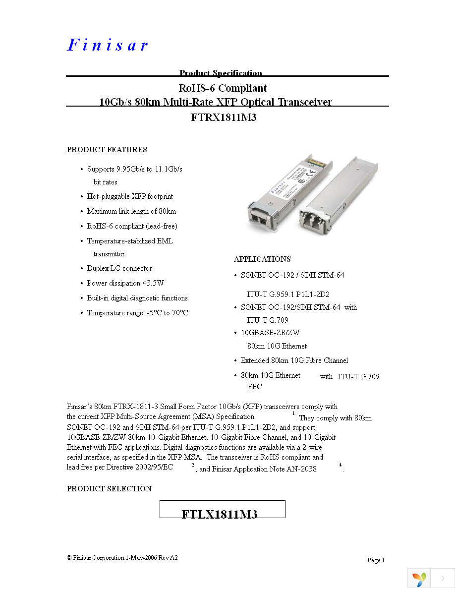 FTLX1811M3 Page 1