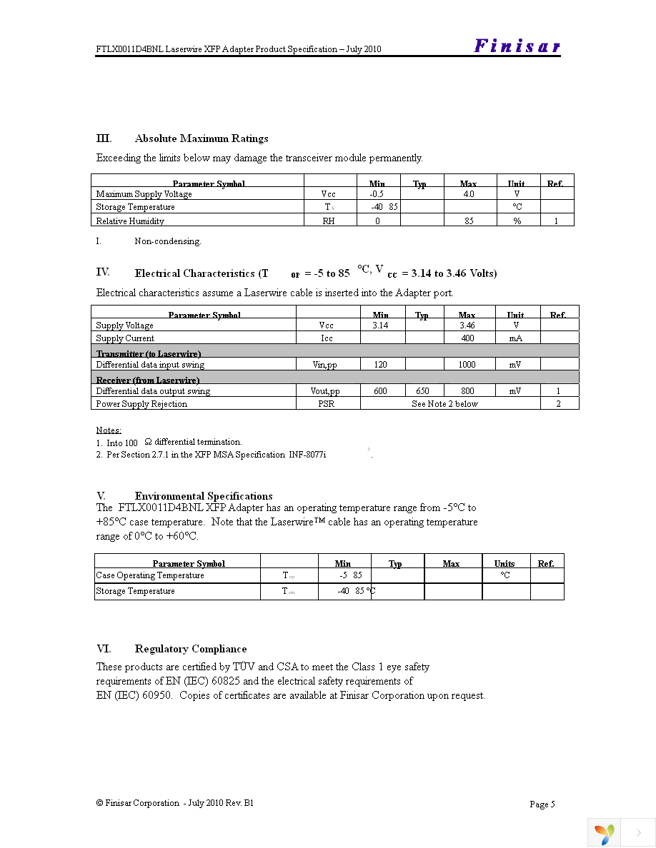 FTLX0011D4BNL Page 5