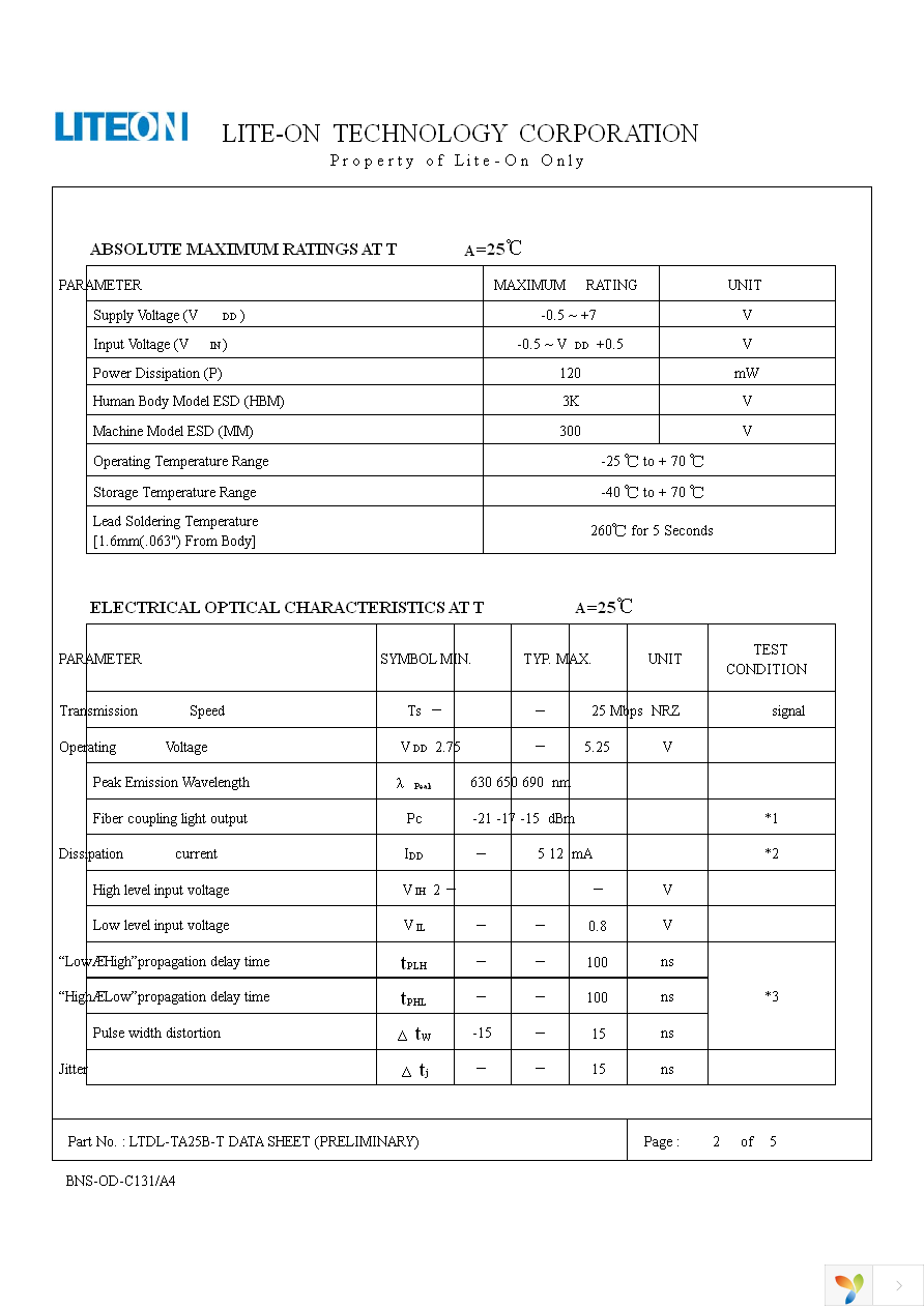 LTDL-TA25B-T Page 2