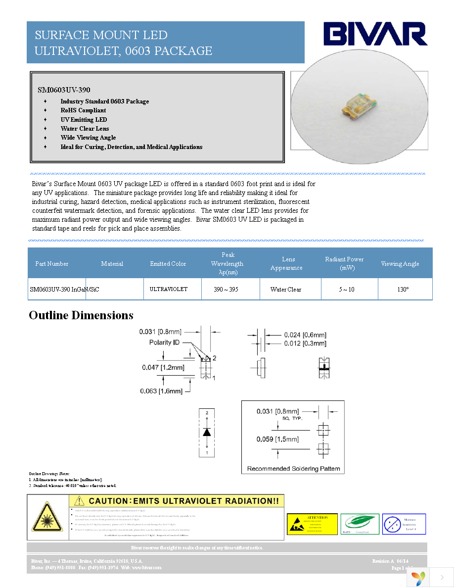 SM0603UV-390 Page 1