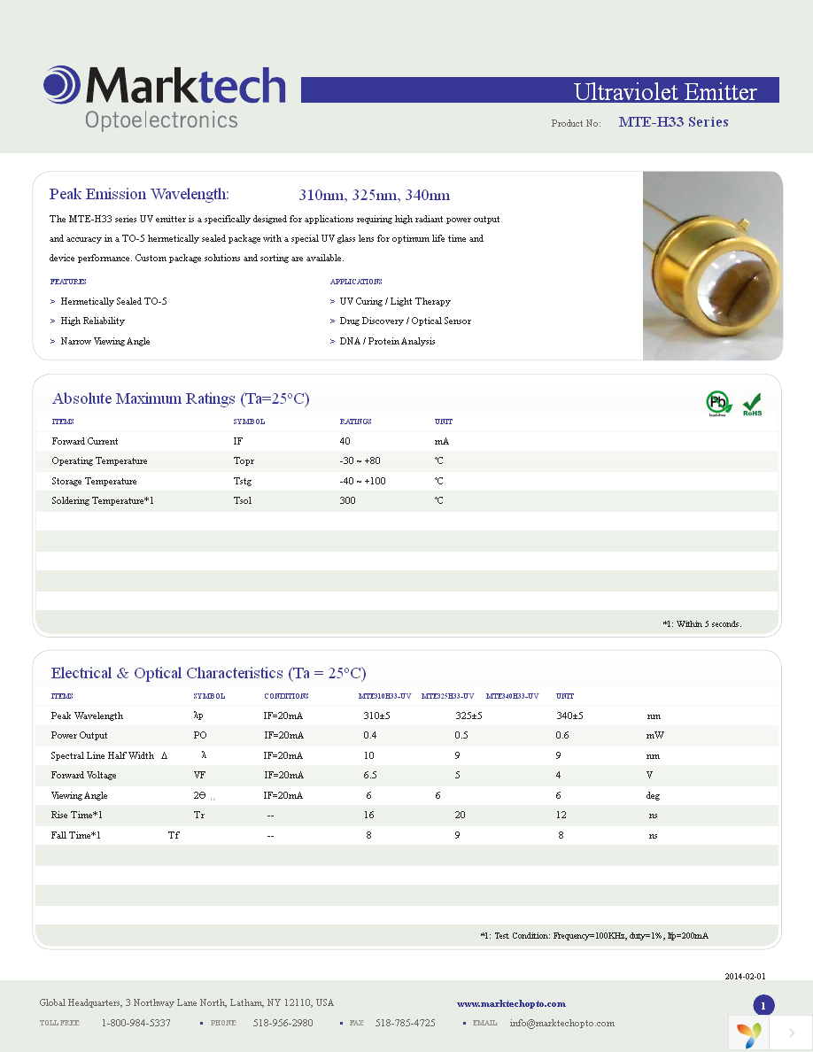 MTE310H33-UV Page 1