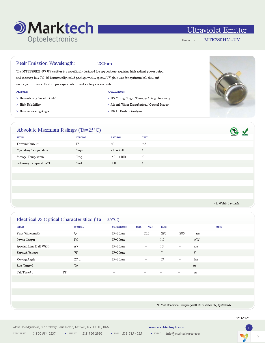 MTE280H21-UV Page 1