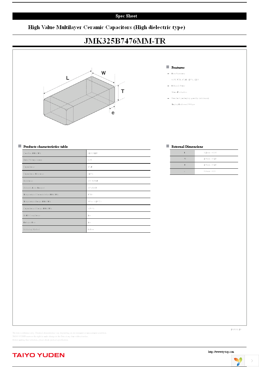 JMK325B7476MM-TR Page 1