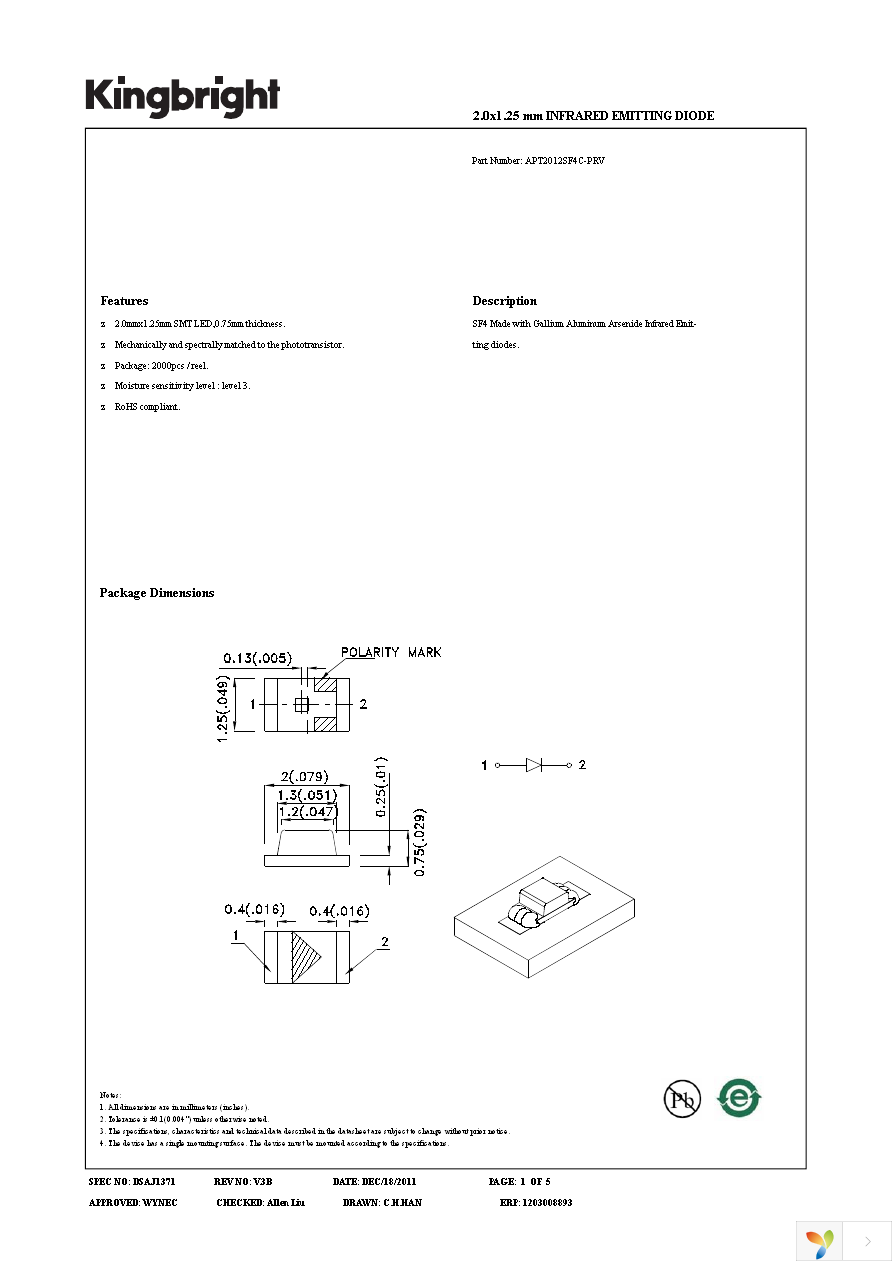 APT2012SF4C-PRV Page 1