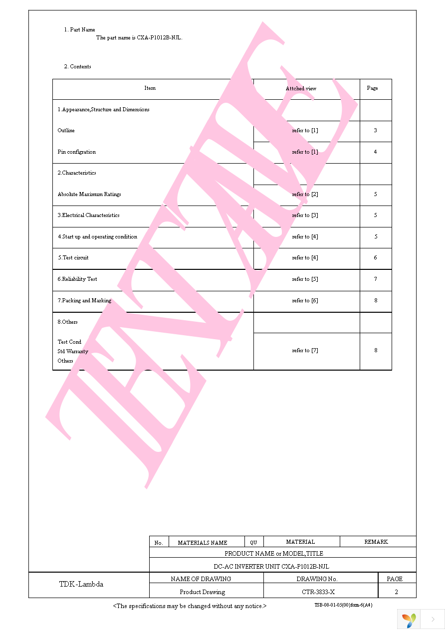 CXA-P1012B-NJL Page 3