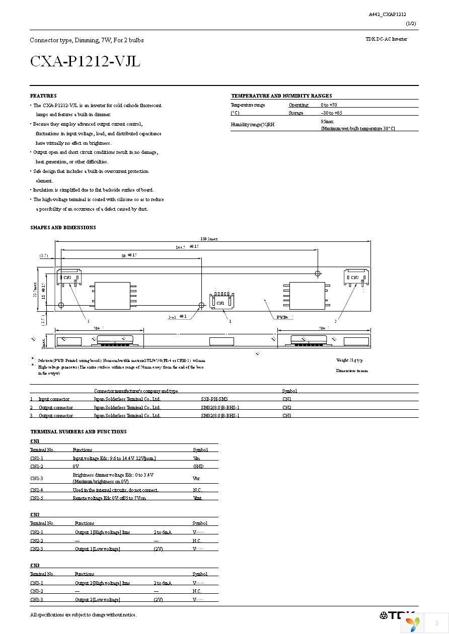 CXA-P1212-VJL Page 1